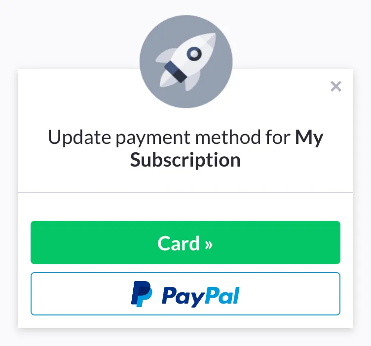 Screenshot showing the Paddle update payment details page