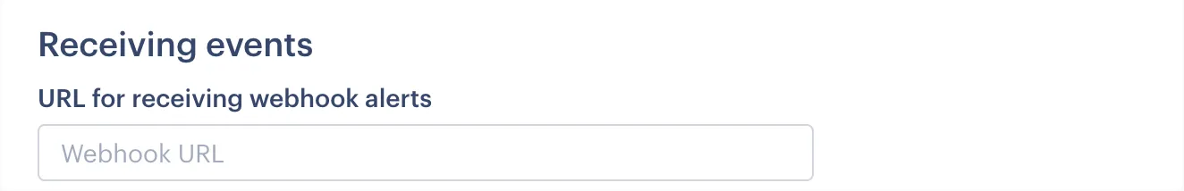 Screenshot showing the Receiving events field