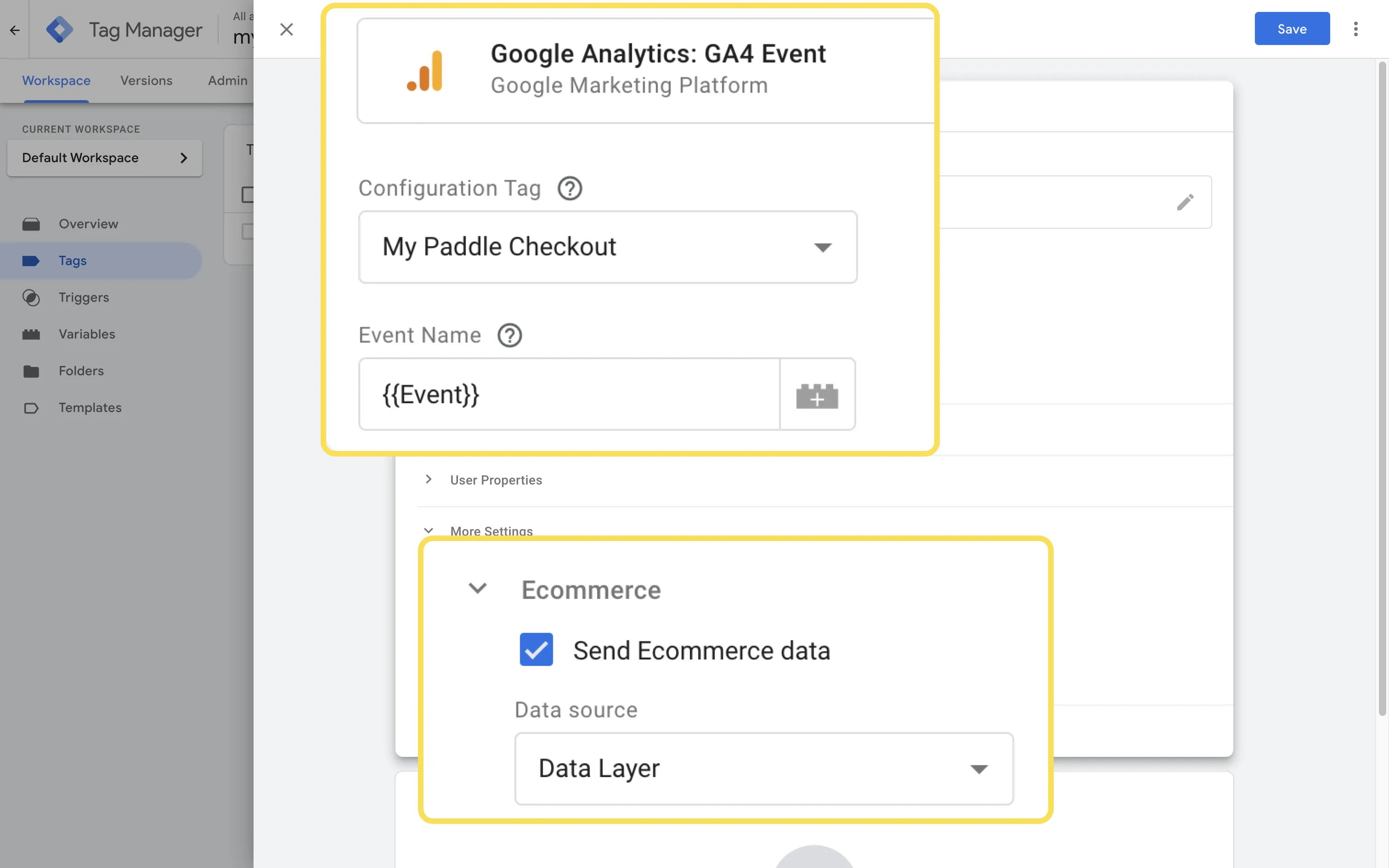 Screenshot calling out trigger type and measurement ID