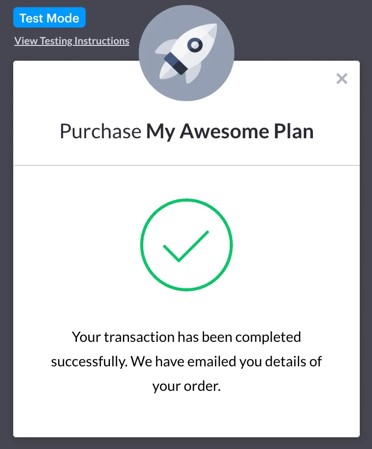 Successful transaction outcome example