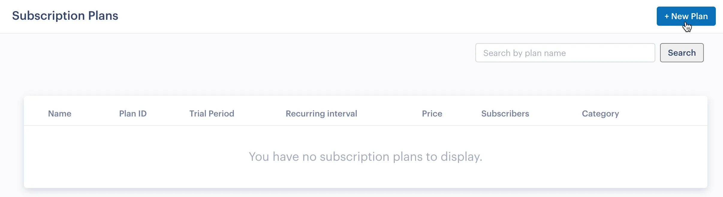 Screenshot showing the New Plan button